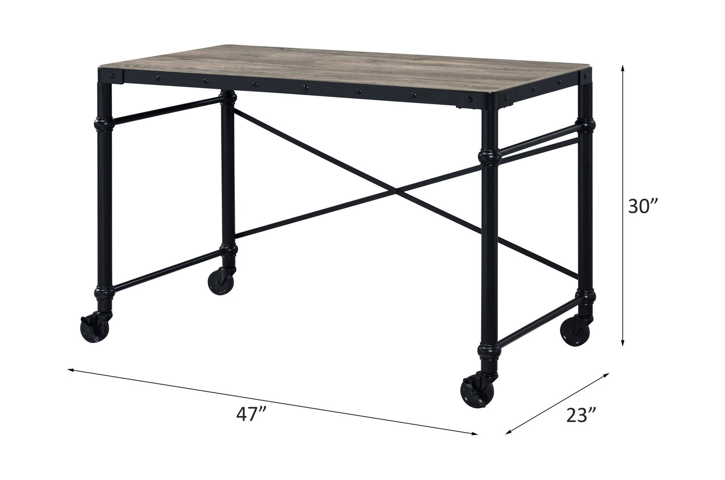 Oklarth - Rustic Writing Desk - Black / Oak Acme