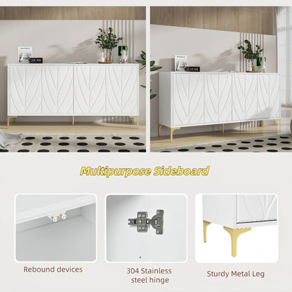 Modern Sideboard Buffet Cabinet With Handleless Press To Open Design With 4 Doors Home Essentials