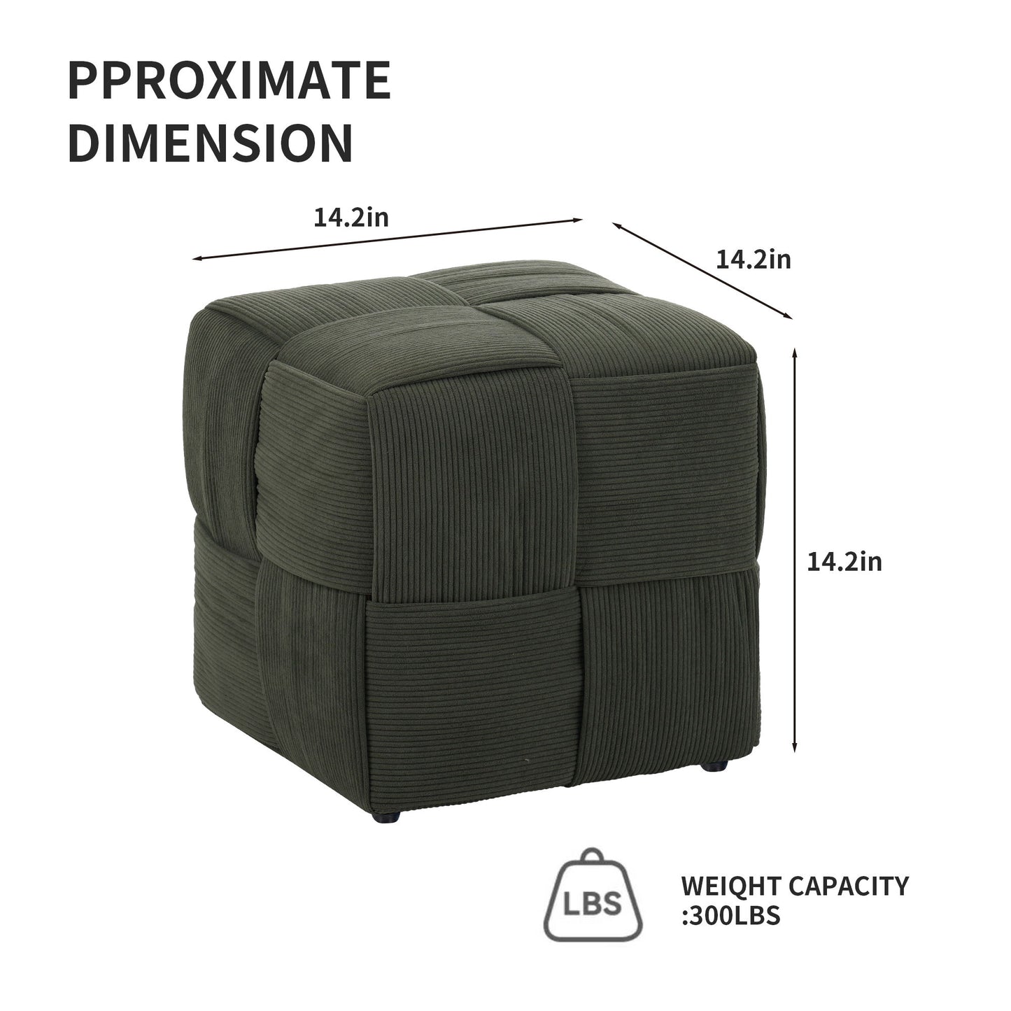Square Ottoman Foot Rest With Woven Design Home Essentials