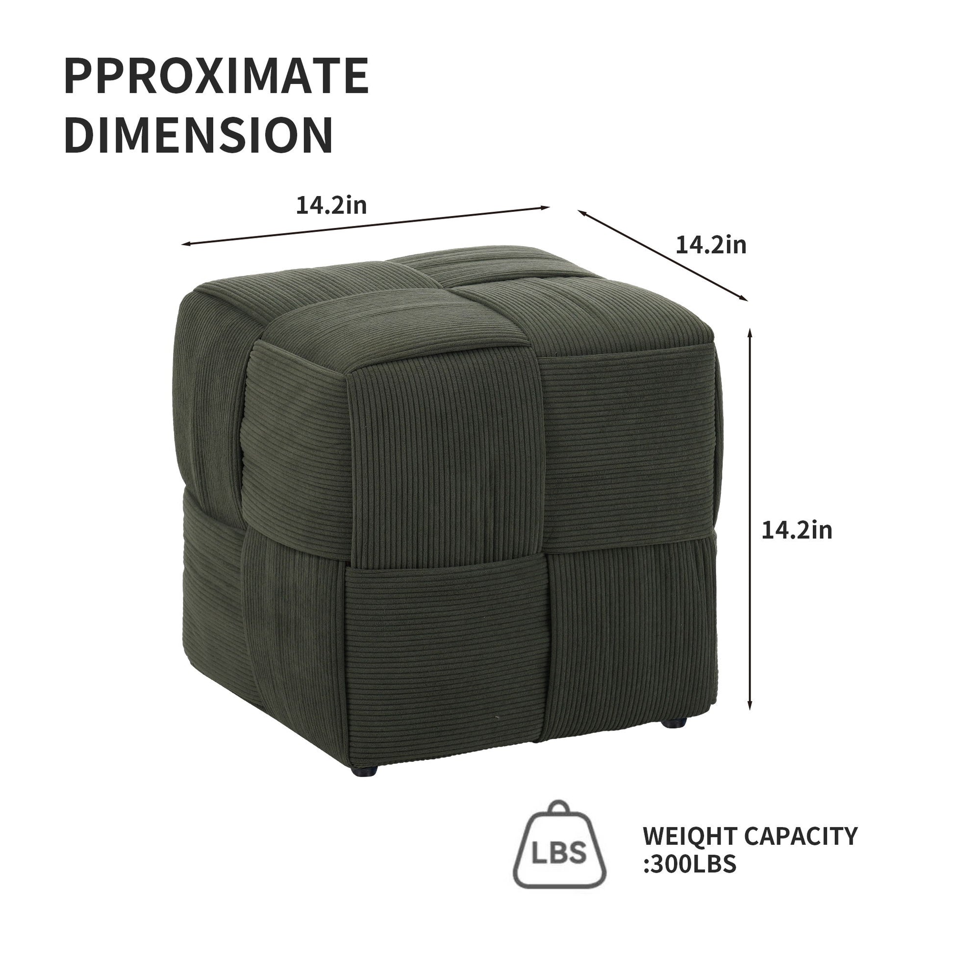 Square Ottoman Foot Rest With Woven Design Home Essentials