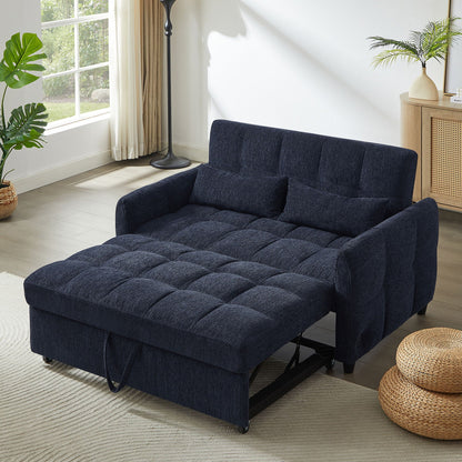 Loveseat Sofa Pull-Out Bed With Adjustable Backrest, 3 USB Ports And 2 Lumbar Pillows For Living Room Hearth and Haven