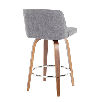 Toriano - Mid-Century Modern Fixed Height Counter Stool With Round Footrest (Set of 2) Lumi Source