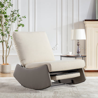 Modern Rocking Chair Recliner, Comfy Rocker Nursery Chair With Footrest, Accent Reading Chair, Upholstered Lounge Chair For Relaxing, Resting, Soft Padded Rocker For Indoor Living Room Bedroom Home Essentials