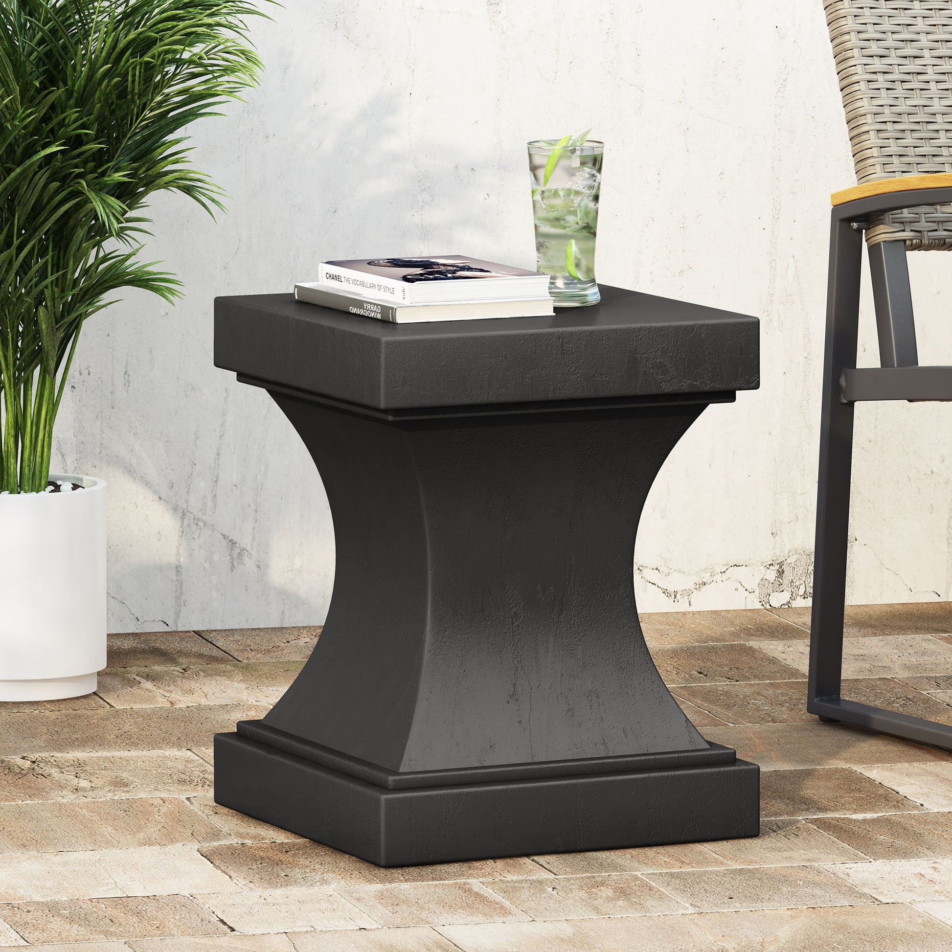 Athena - Modern Side Table With Pedestal Design Noble House