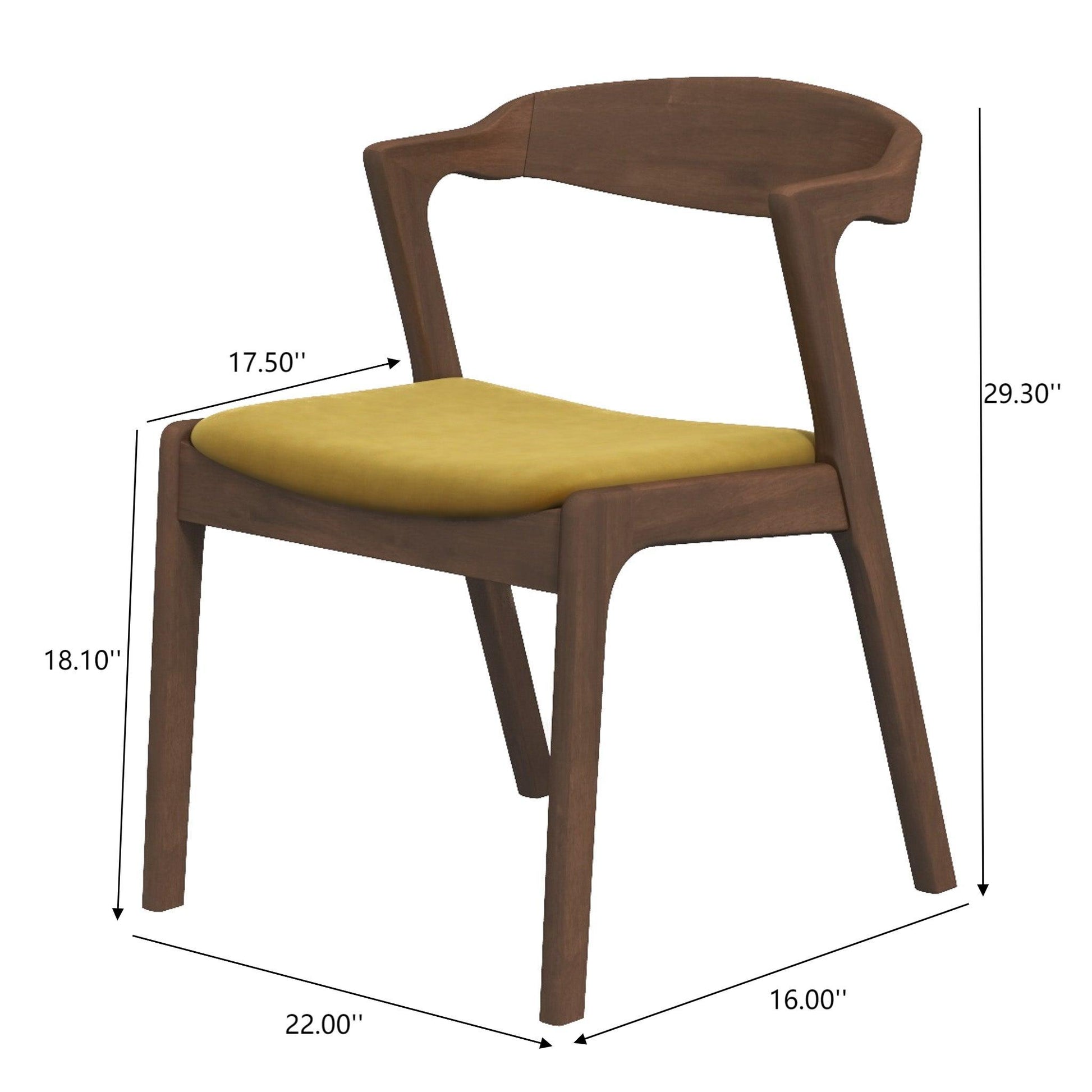 Dakota - Mid-Century Modern Velvet Dining Chair (Set of 2) Ashcroft Furniture