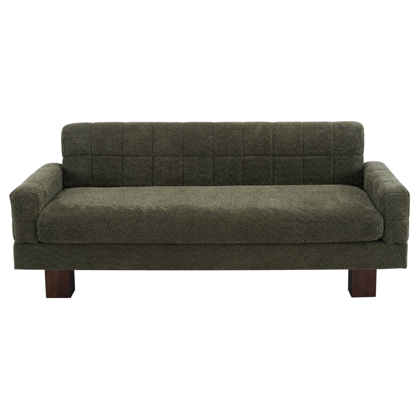Modern Loveseat Sofa, 2 Seater With Square Arms For Living Room Noble House