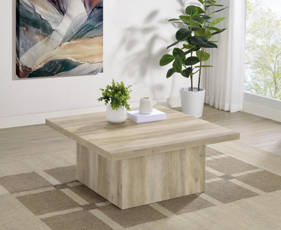 Devar - Square Engineered Wood Coffee Table - Distressed Pine Coaster Fine Furniture