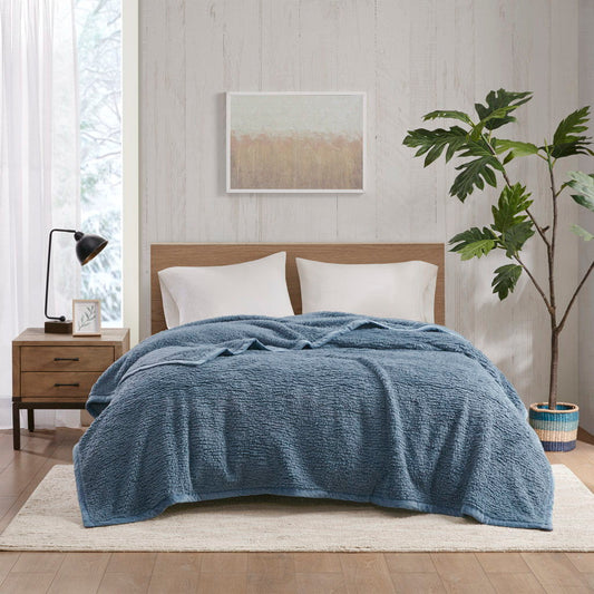 Burlington - Twin Berber Blanket - Blue Woolrich