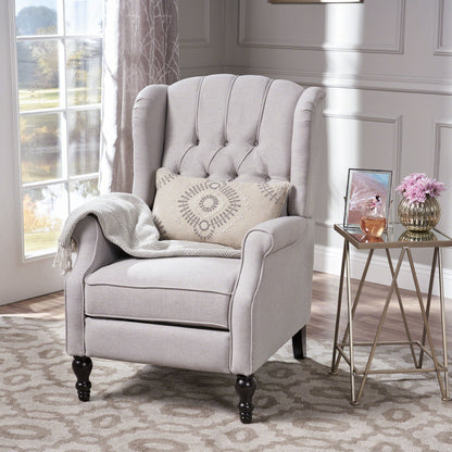 Armchair Recliner With Pushback Mechanism And Wingback Design Noble House