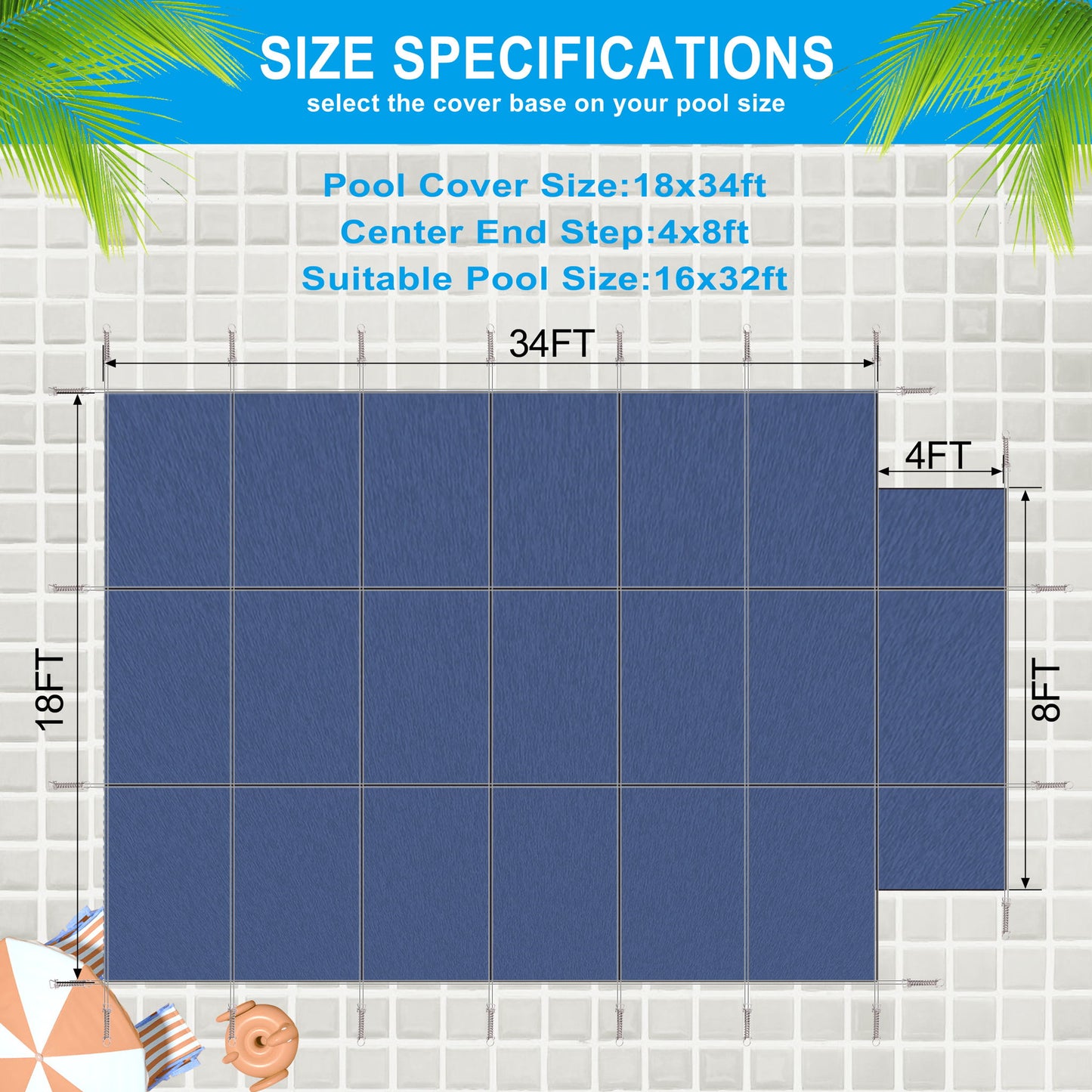 16 X 32 Ft High Strength Pool Safety Cover For Inground Winter Swimming Pools With Center End Step Daily Nest
