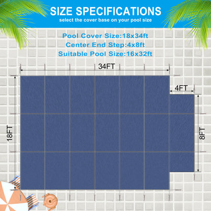 16 X 32 Ft High Strength Pool Safety Cover For Inground Winter Swimming Pools With Center End Step Daily Nest