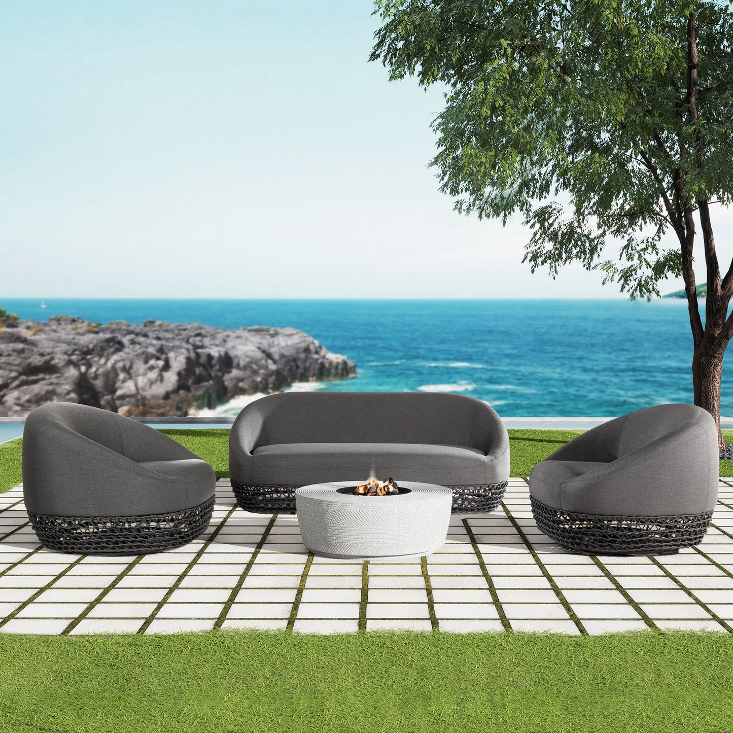 Willow - Upholstered Patio Deep Seating Sofa Jennifer Taylor Home