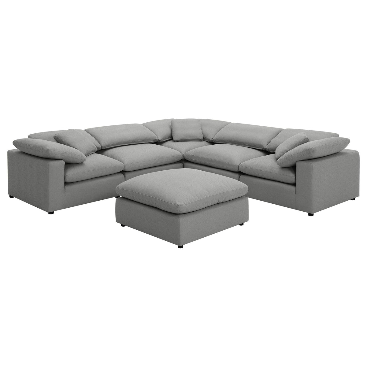 Segoura - 6 Piece Upholstered Modular Sectional With Ottoman - Gray Furniture Max