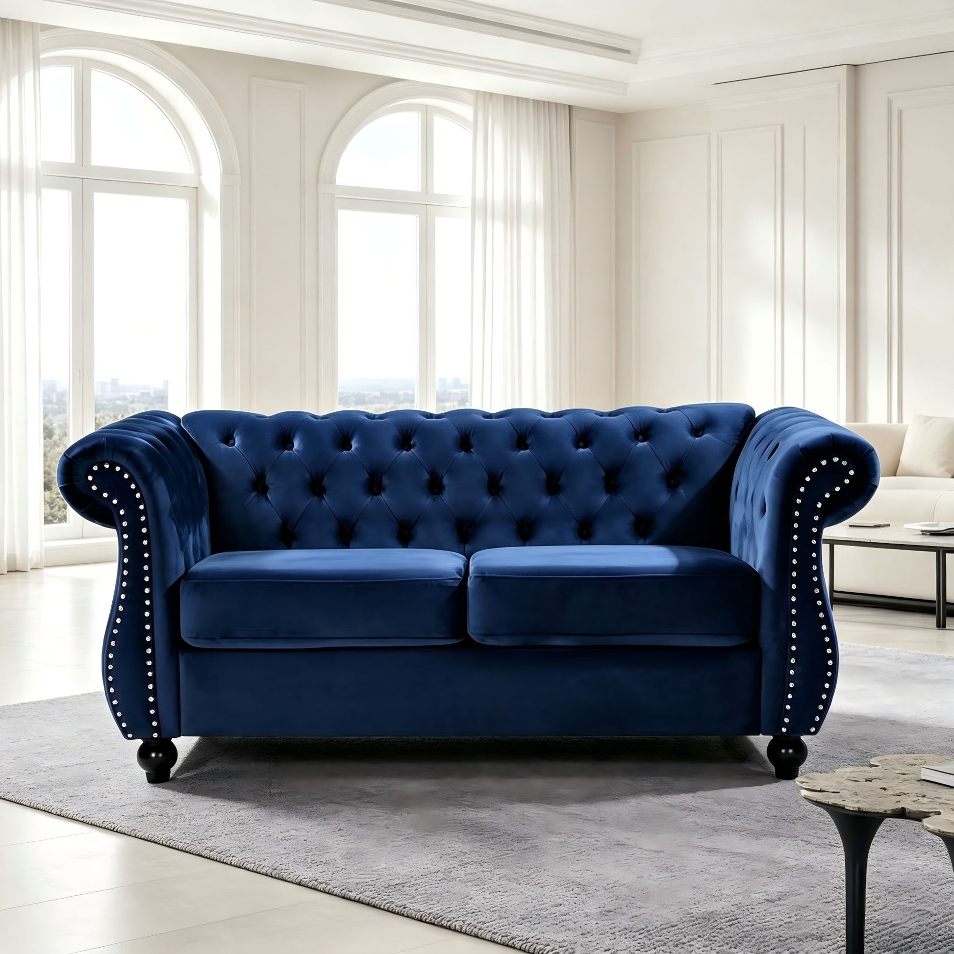 Chesterfield Button Tufted Loveseat With Rolled Arms US Pride