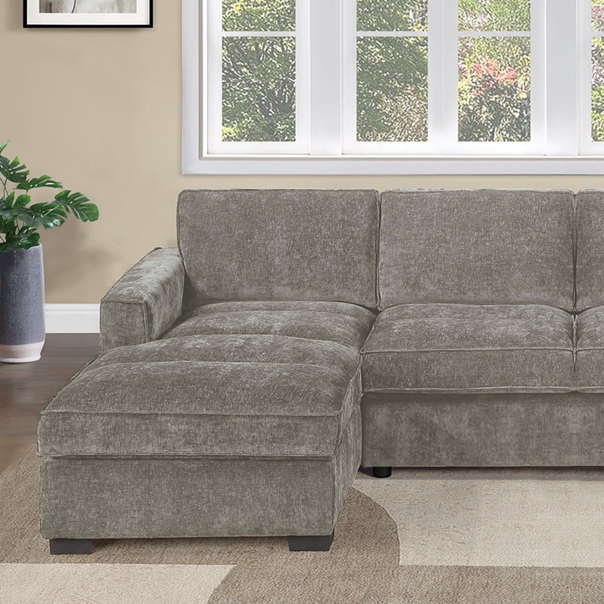 U - Sectional Sofa Upholstered LAF / RAF Chaise With Armless Loveseat And Chairs - Light Brown Home Essentials