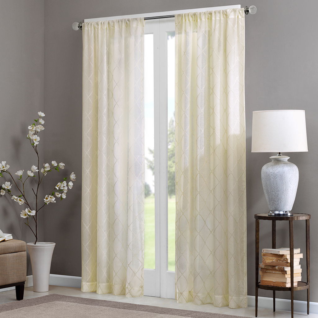 Irina - 84" Diamond Sheer Window Curtain - Ivory