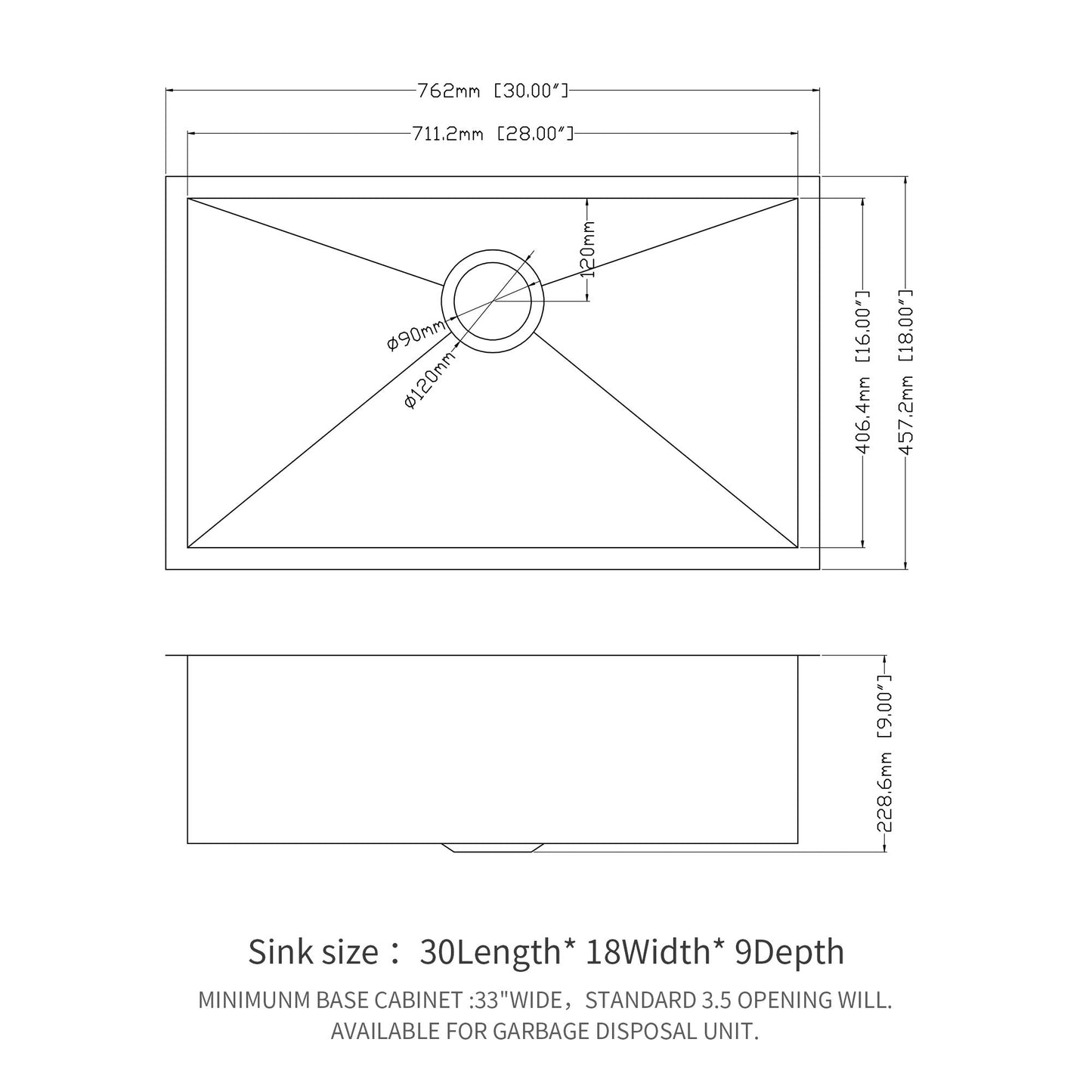 Modern Undermount Stainless Steel Kitchen Sink 16 Gauge, Deep Single Bowl Daily Nest