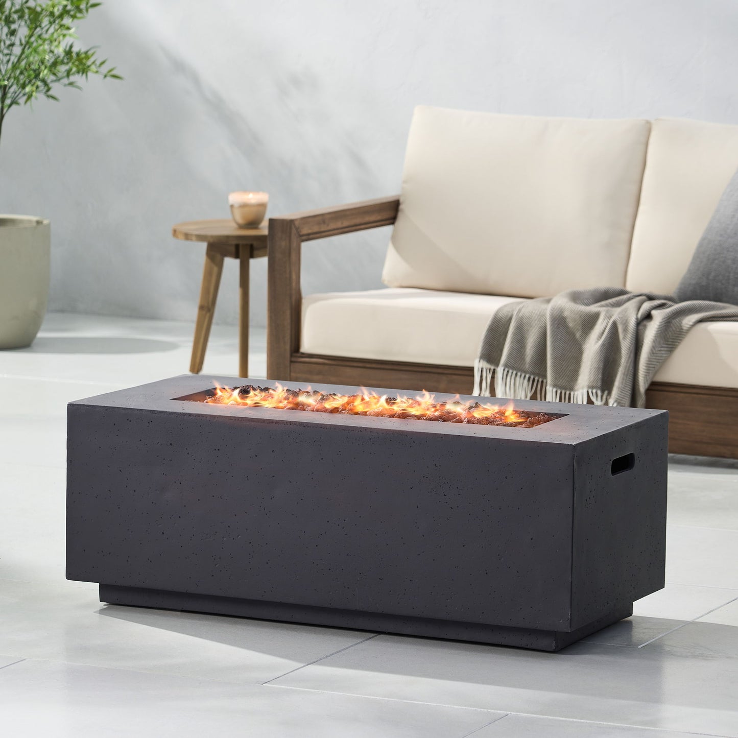 Contemporary Outdoor 40,000 Btu Propane Fire Pit Noble House
