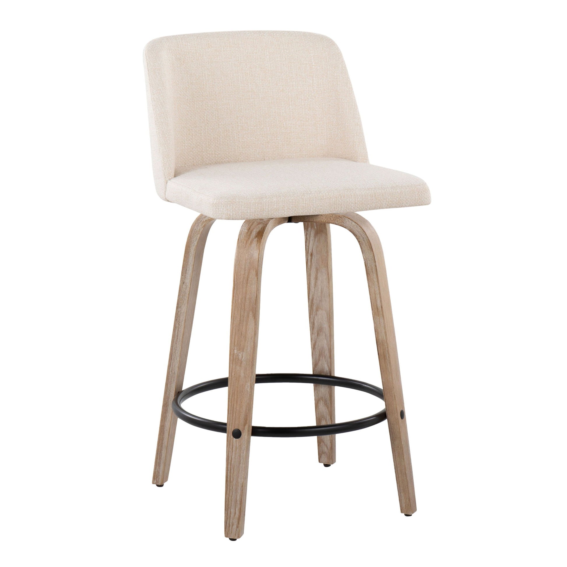 Toriano - Contemporary Fixed-Height Counter Stool & Swivel With Round Footrest (Set of 2) Lumi Source