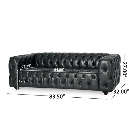 Comfy 3 Seat Sofa & Wooden Legs, For Living Room And Study - Black Noble House