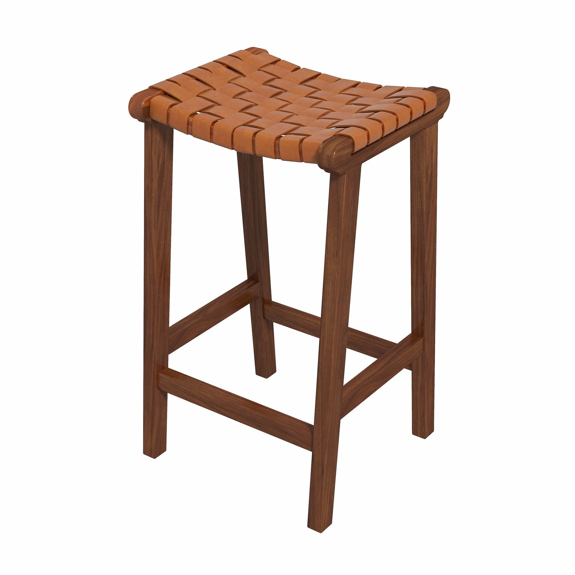 James - Mid-Century Modern Genuine Leather Counter Stool Ashcroft Furniture