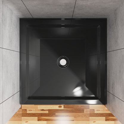 Shower Base, Anti Slip Center Drain Single Threshold - Black Daily Nest