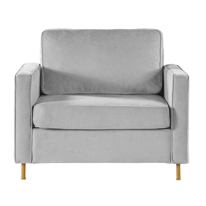 Accent Chair Upholstered Single Sofa With Square Arms, Sewn Pillow Back For Living Room Noble House