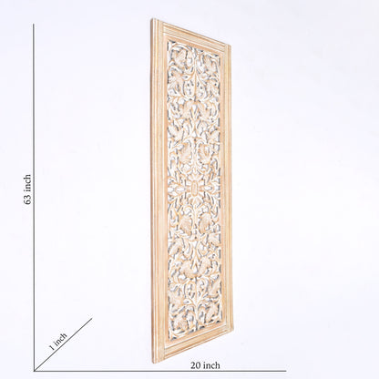 Floral Hand Carved Mandala Rectangular Wall Decor Accent - Gold / White Daily Nest
