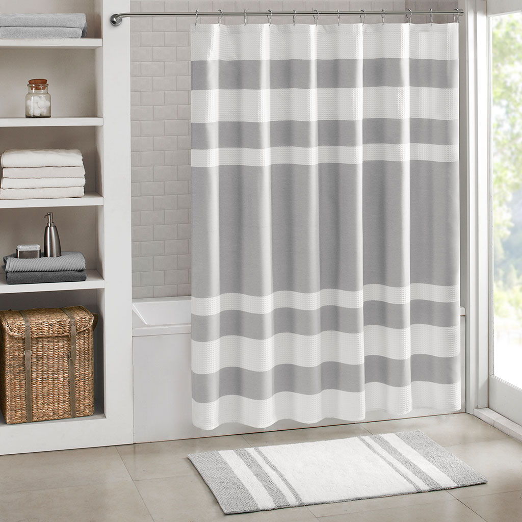 Spa Waffle - 72" Shower Curtain With 3M Treatment - Gray