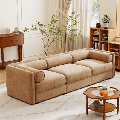 Stylish Chenille Sofa With Storage Seat And Cylindrical Backrest Home Essentials