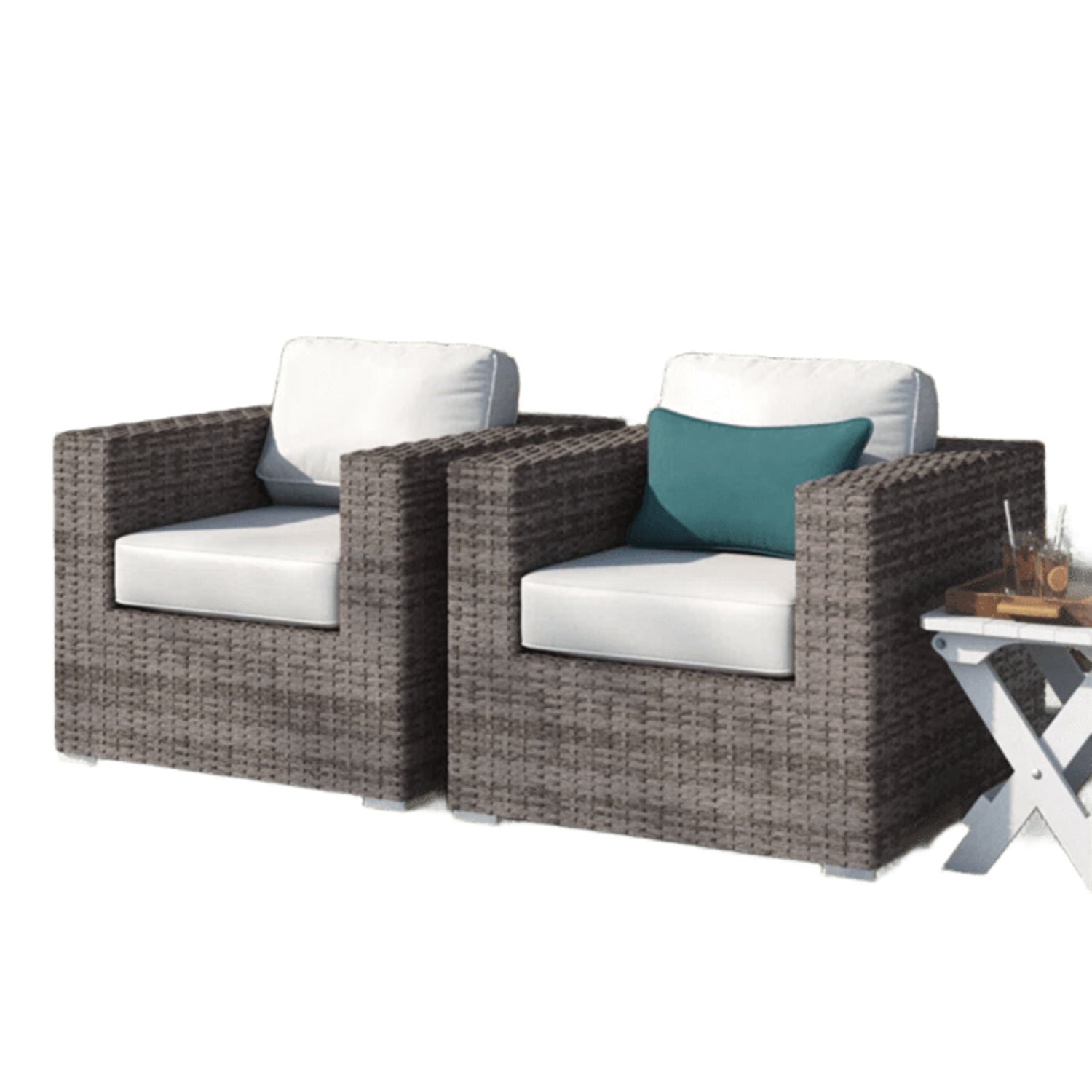 Grade - Club Patio Chair With Sunbrella Cushions Stylish And Durable Outdoor Seating For Ultimate Comfort (Set of 2) - Gray Mix / White LSI Patio Furniture