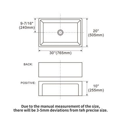 Sink 30" Apron Front Reversible Single Bowl Kitchen Sink With Grid, Strainer - White Daily Nest