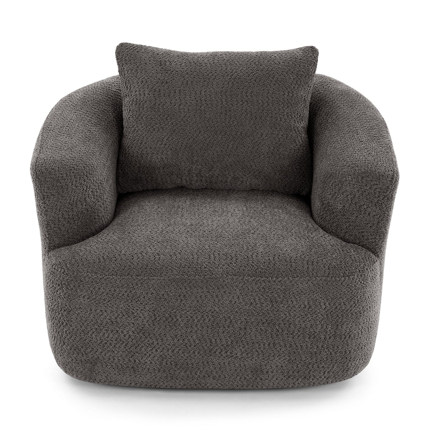 360° Swivel Barrel Sofa Chair With Throw Pillow, Chenille Upholstered Accent Chair Hearth and Haven