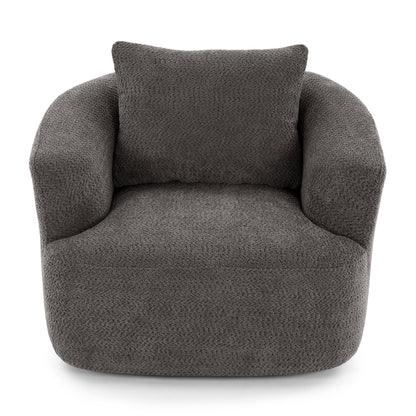 360° Swivel Barrel Sofa Chair With Throw Pillow, Chenille Upholstered Accent Chair Hearth and Haven