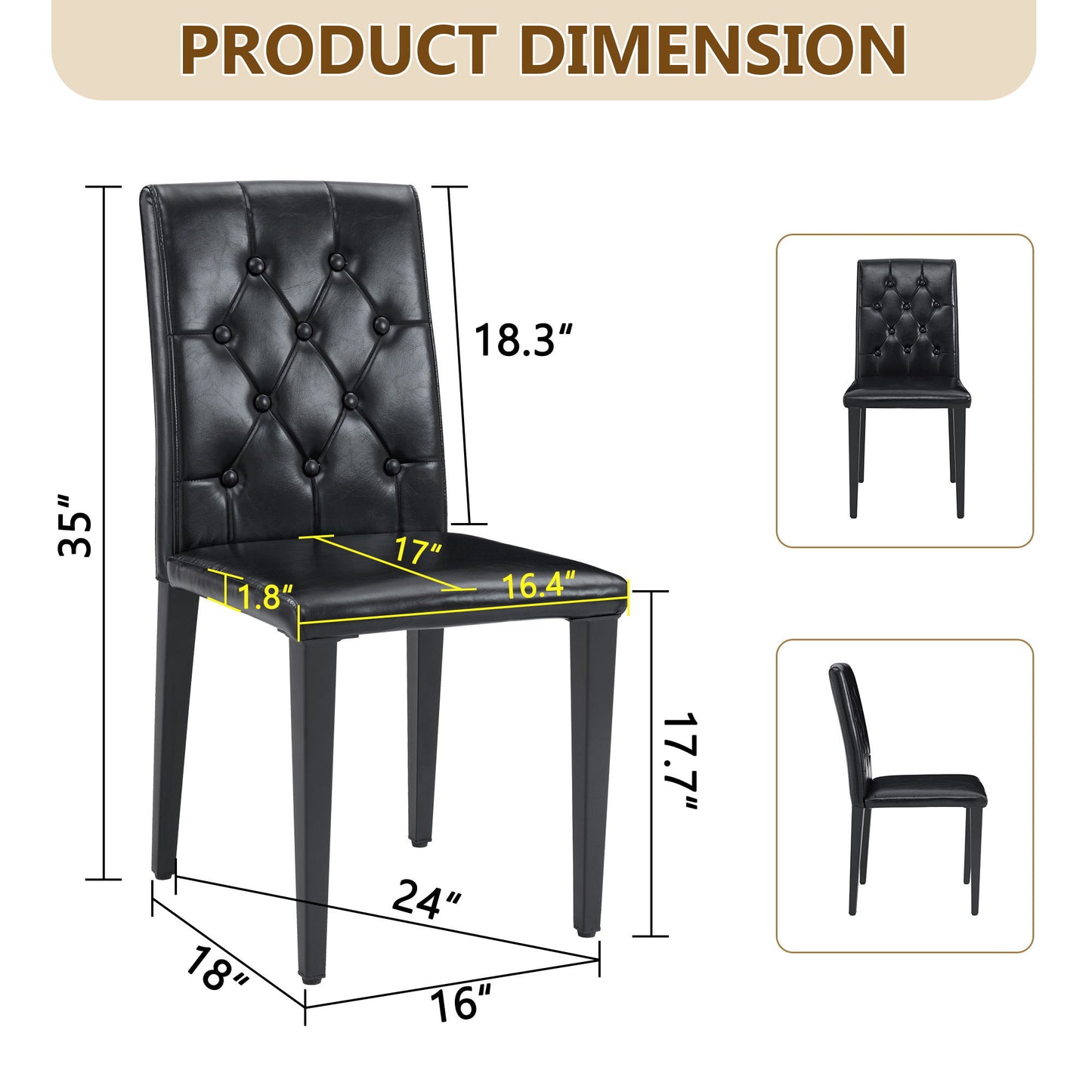 Dining Chairs With Ergonomic Buckle Backrest For Family Dining Rooms Home Essentials