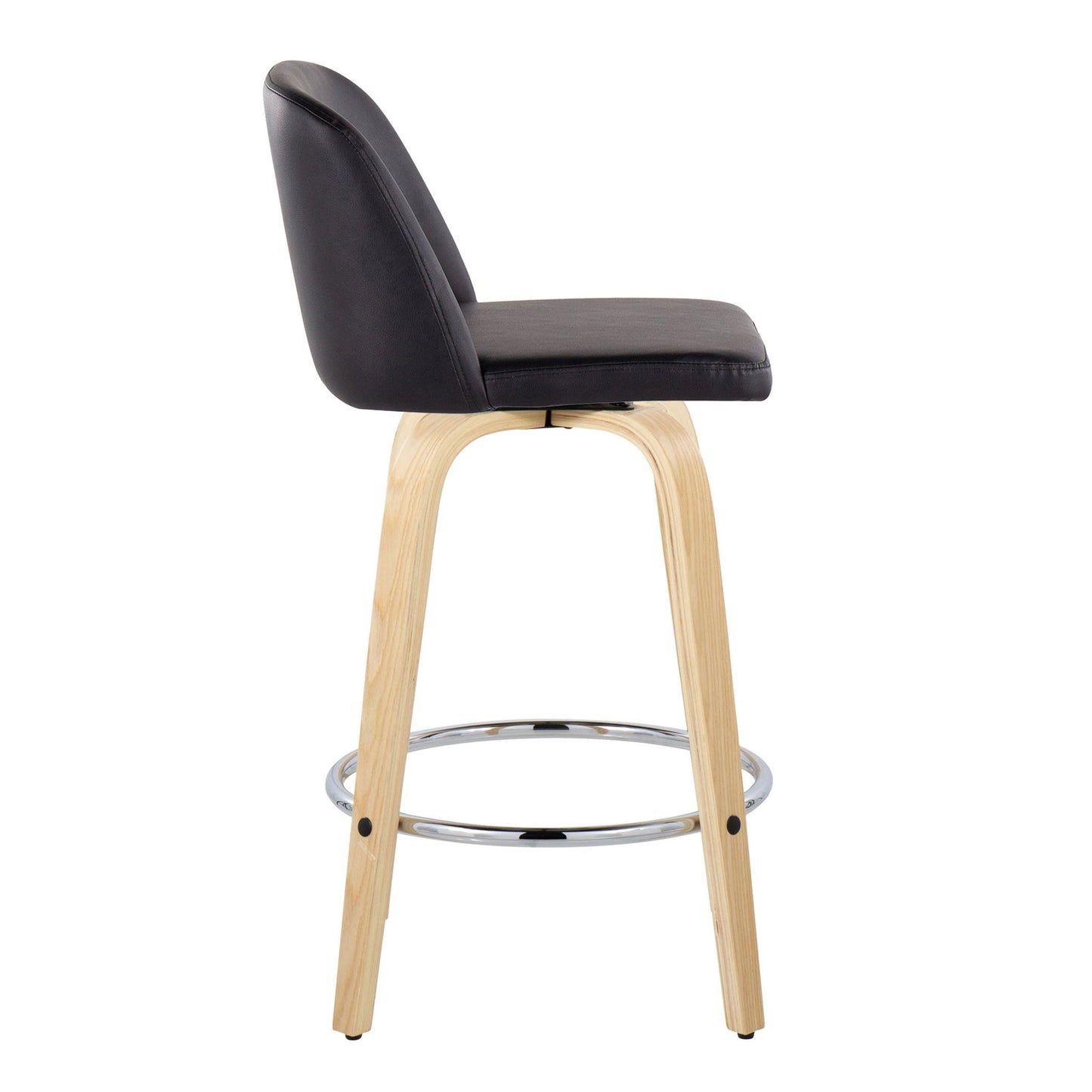 Toriano - Contemporary Fixed-Height Counter Stool With Swivel And Round Footrest (Set of 2) Lumi Source