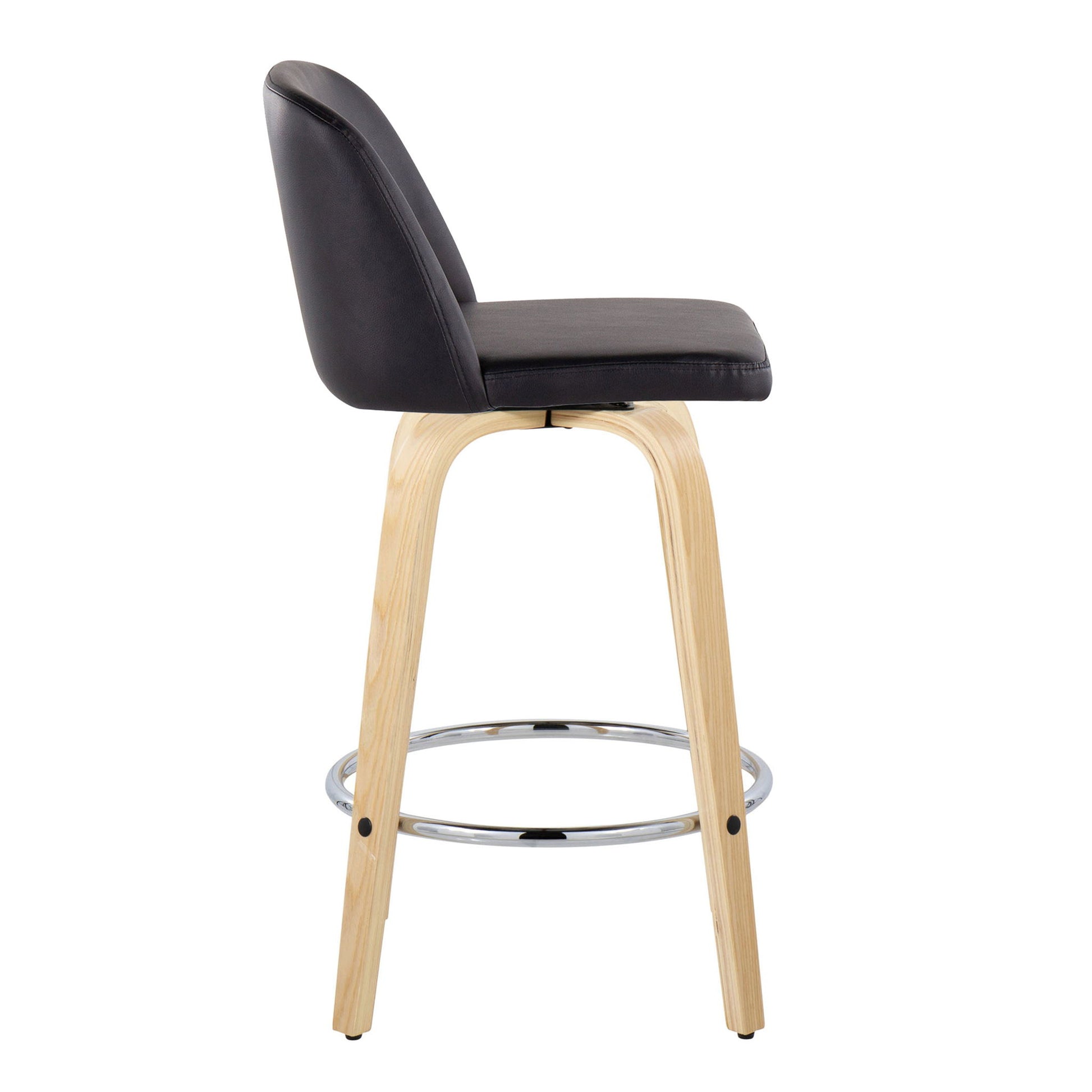 Toriano - Contemporary Fixed-Height Counter Stool With Swivel And Round Footrest (Set of 2) Lumi Source