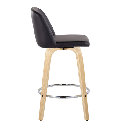 Toriano - Contemporary Fixed-Height Counter Stool With Swivel And Round Footrest (Set of 2) Lumi Source