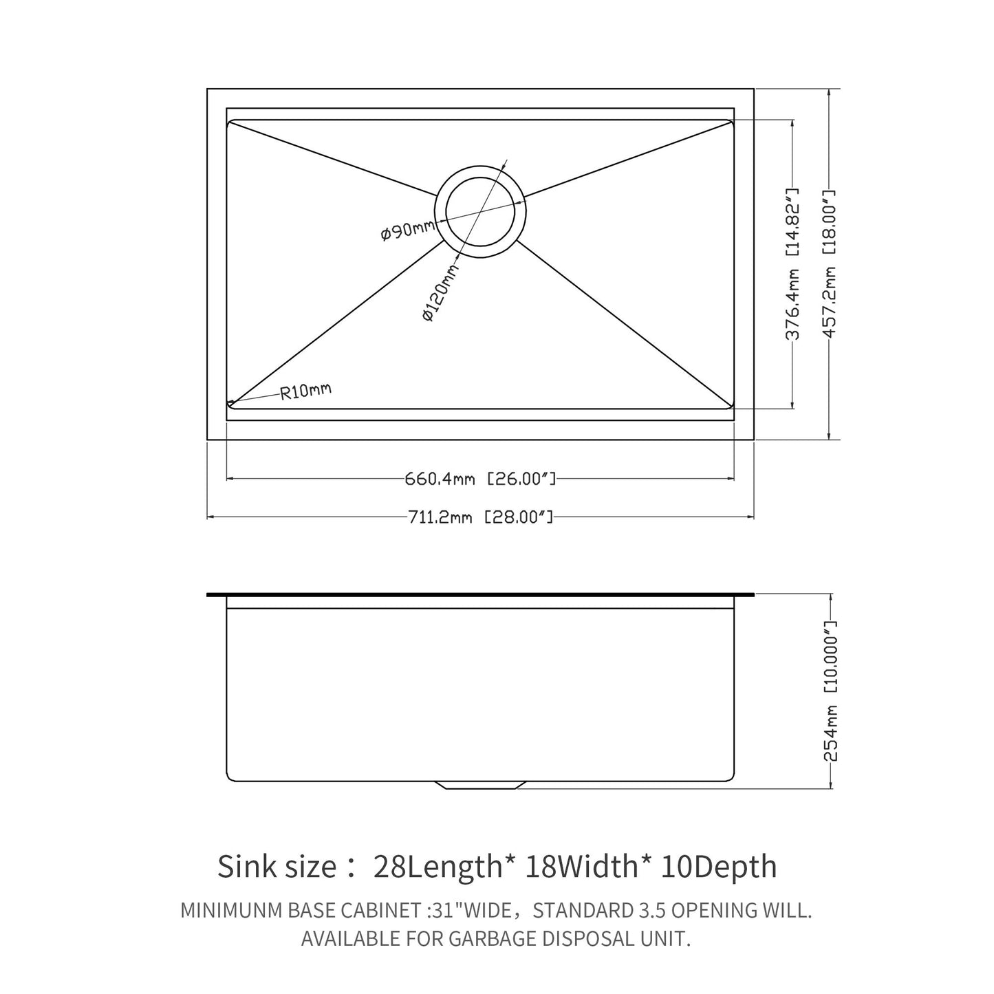 Workstation Kitchen Sink, Single Bowl Undermount 16 Gauge Stainless Steel - White Daily Nest