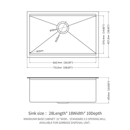 Workstation Kitchen Sink, Single Bowl Undermount 16 Gauge Stainless Steel - White Daily Nest