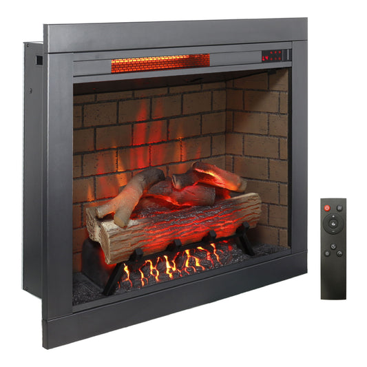 Infrared Electric Fireplace Insert, Touch Panel Home Decor Heater, Smokeless Firebox With Trim Kit