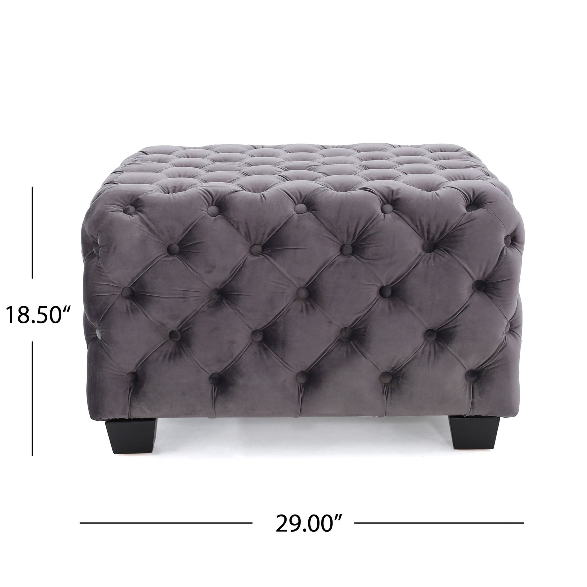 Modern Glam Ottoman With Velvet Upholstery And Button Tufted Design Noble House