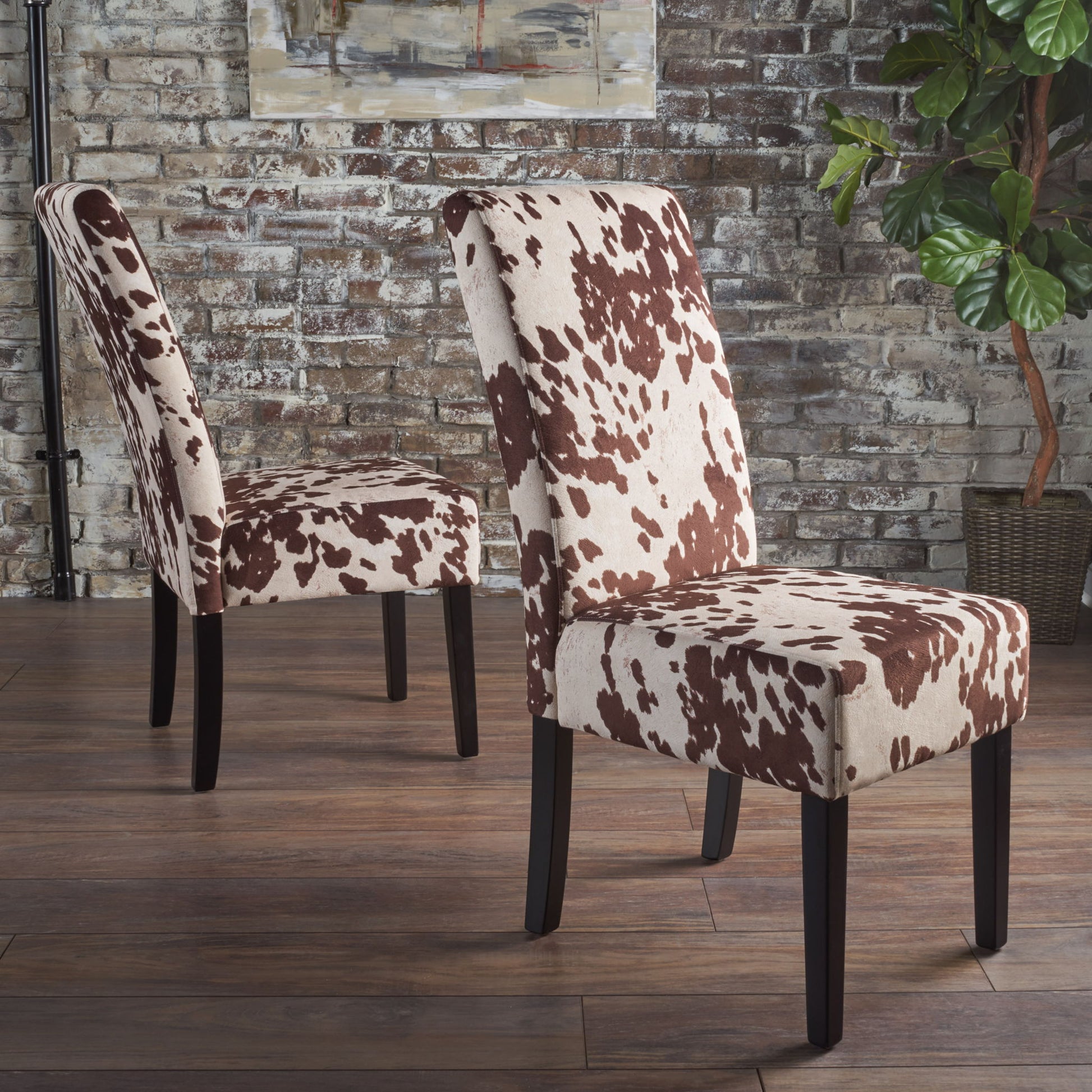 Contemporary Dining Chair With Rubberwood Legs (Set of 2) Noble House