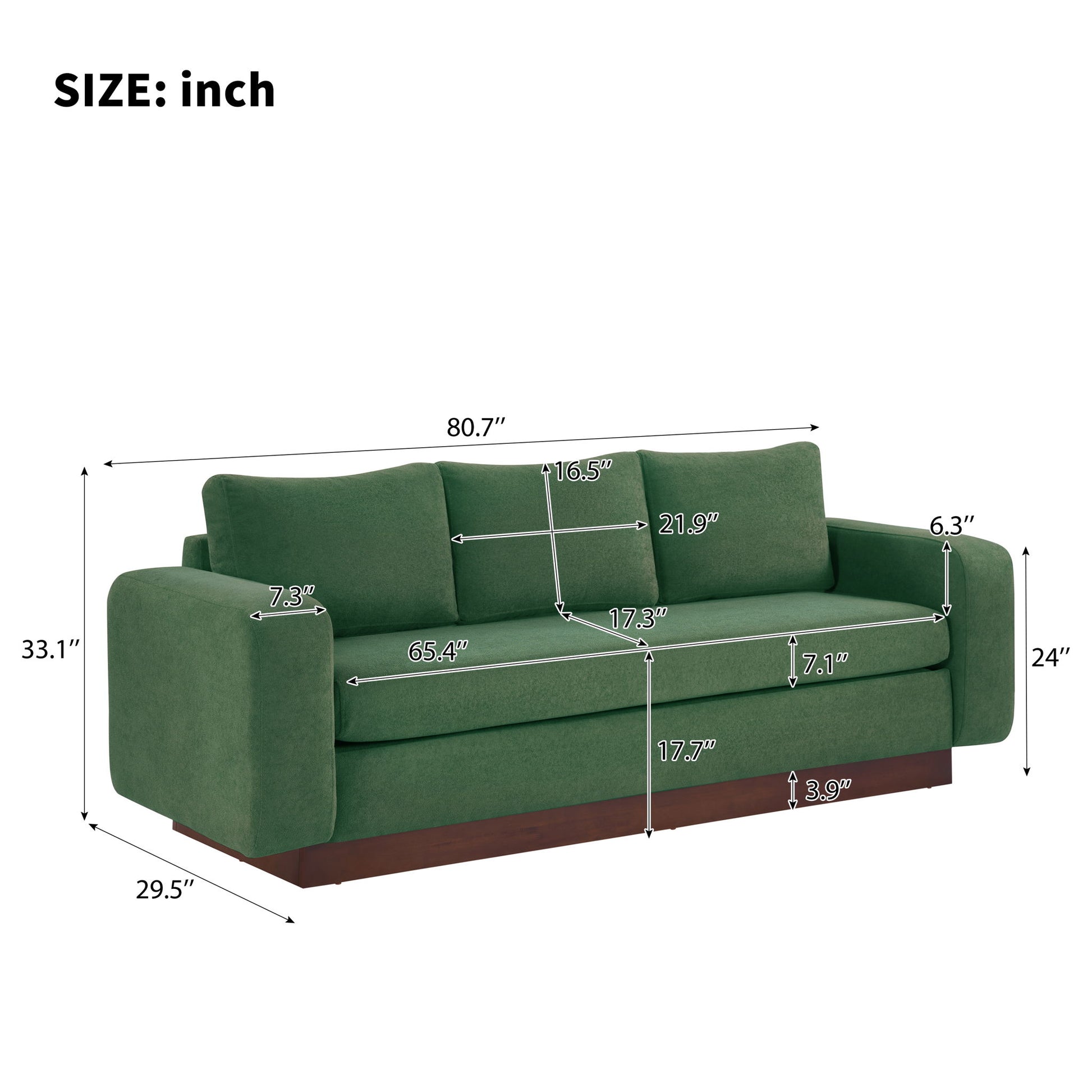 Modern 3 Seater Sofa, Living Room Couch Noble House