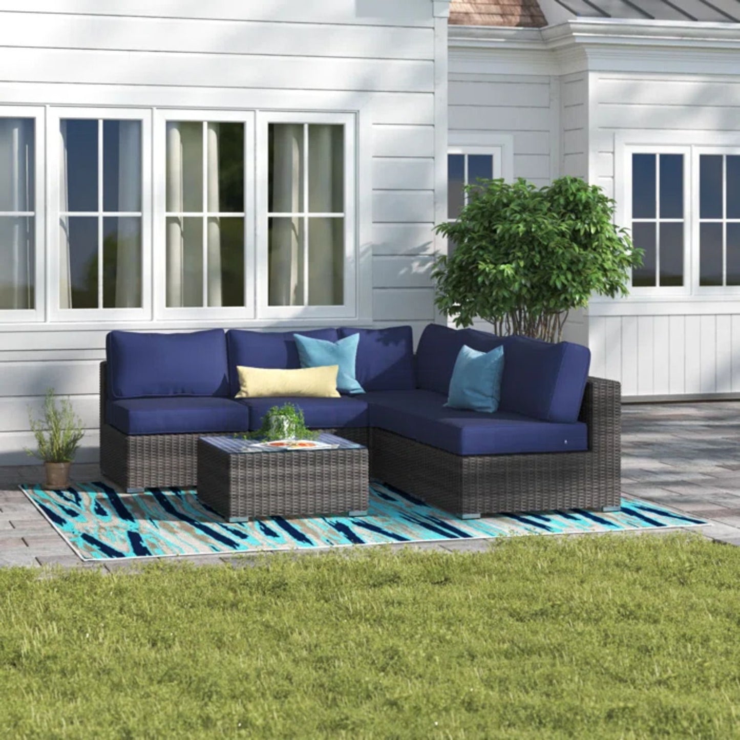 Seating Set With Cushions Handcrafted Wicker Design LSI Patio Furniture