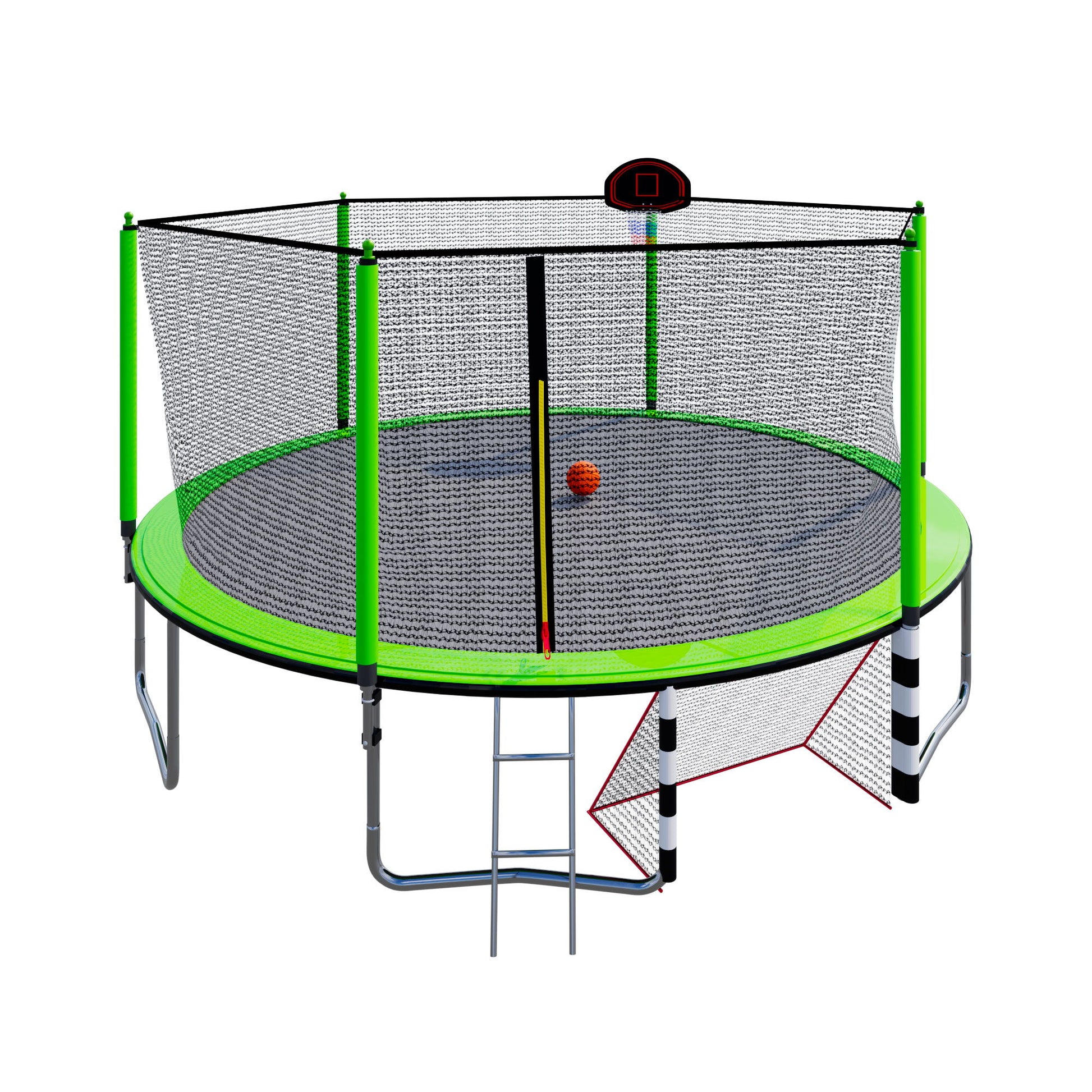 16Ft Trampoline With Basketball Hoop Pump And Ladder (Inner Safety Enclosure) With Soccer Goal Daily Nest