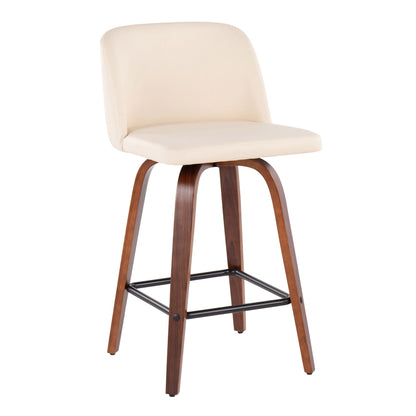 Toriano - Mid Century Modern Fixed Height Counter Stool & Square Footrest (Set of 2) Lumi Source