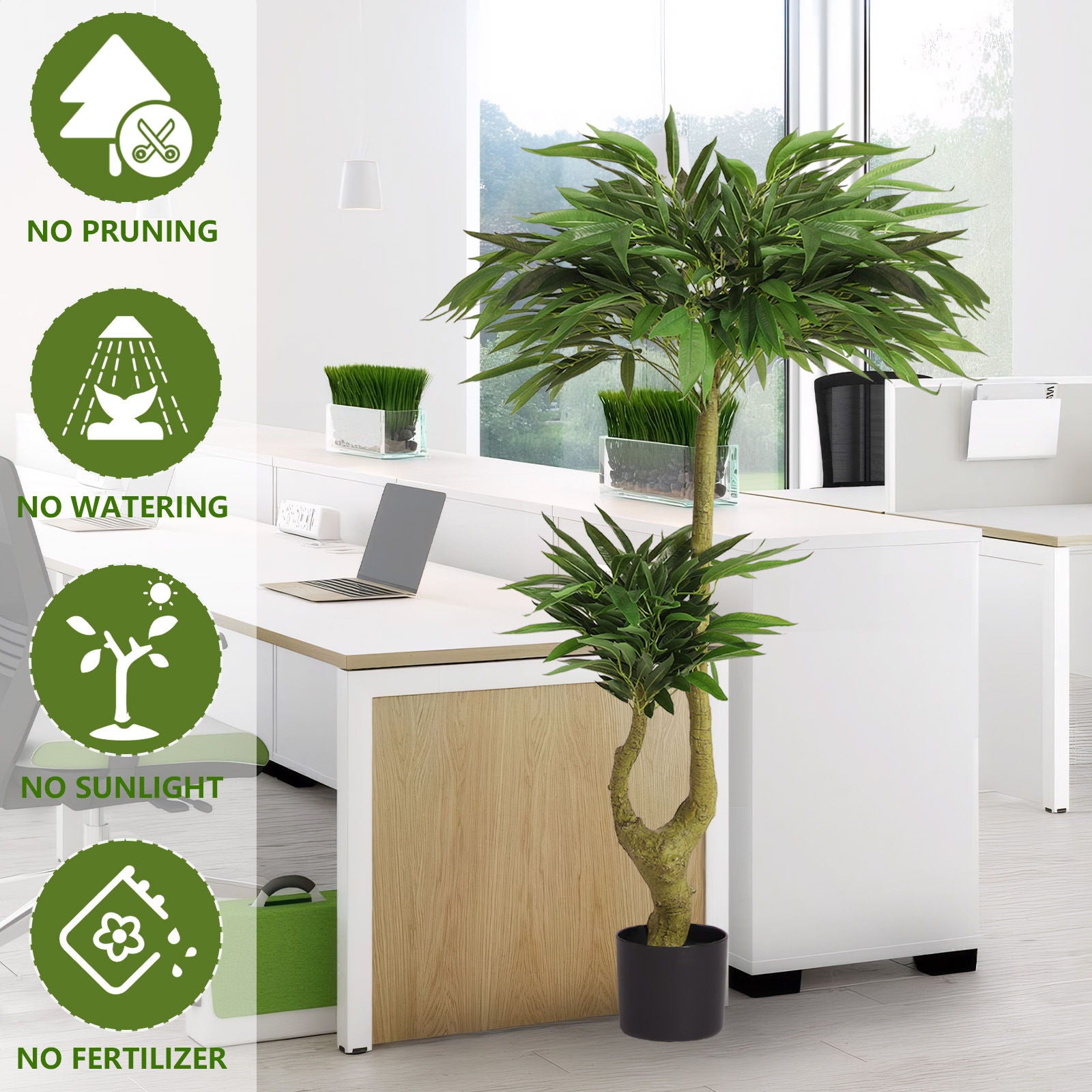 Artificial Dracaena Tree Indoor Faux ery Plant For Decoration, 150Cm - Green Daily Nest
