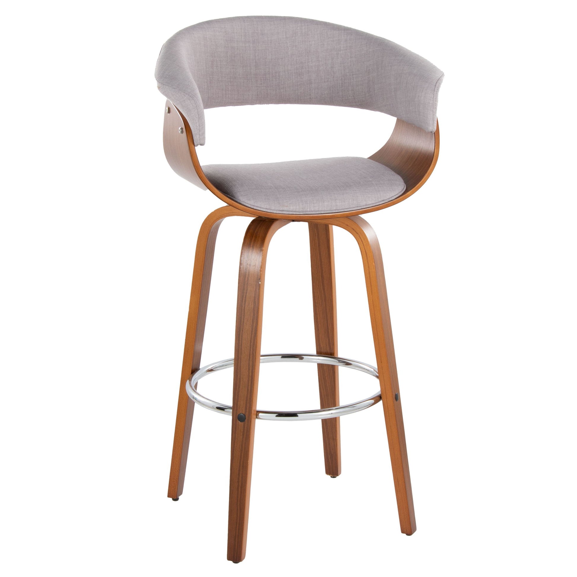 Vintage Mod - Mid Century Modern Fixed Height Barstool With Swivel With Round Footrest (Set of 2) Lumi Source