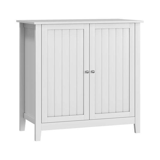 Mid Century Modern Double Door Storage Cabinet With Knobs - White Home Essentials